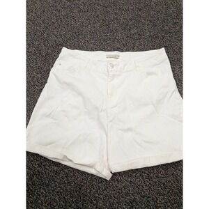 LCW Casual Womens White Denim Shorts Mid Rise Cuffed Size 42